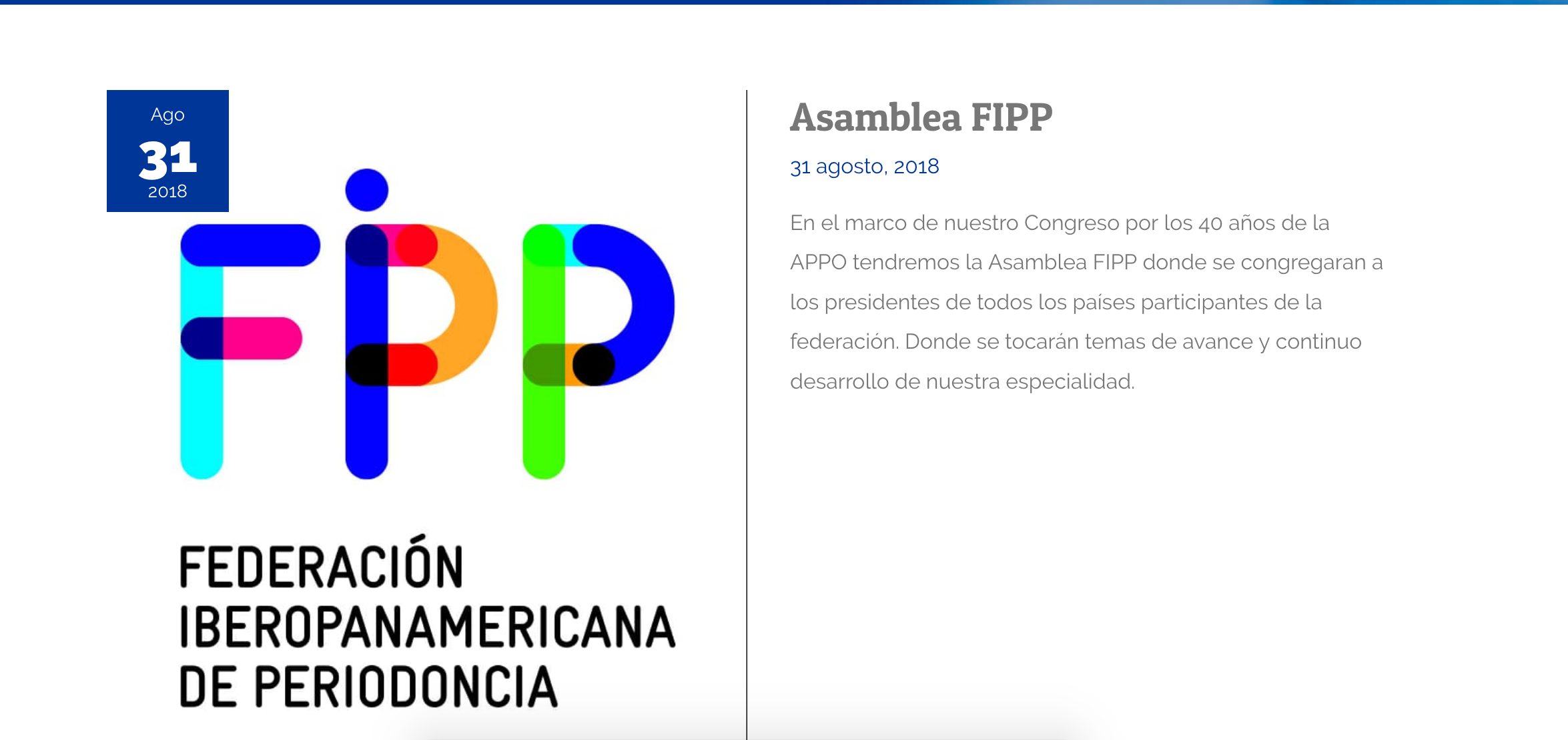 Asamblea de la Federación Iberopanamericana de Periodoncia 2018,Lima Perú